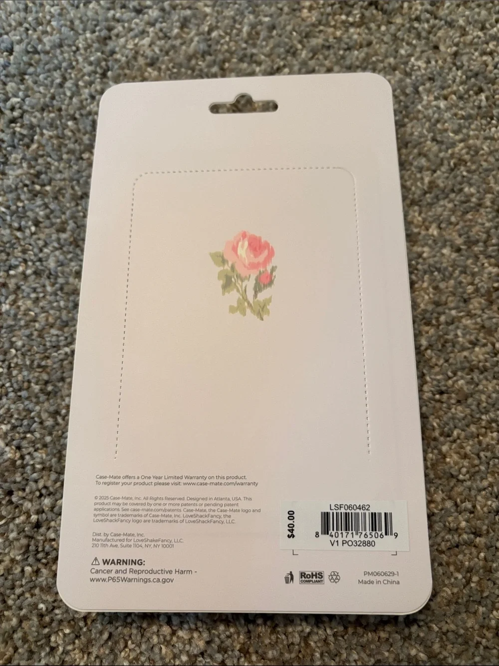 Pink Floral Zip Pouch Keychain wallet
